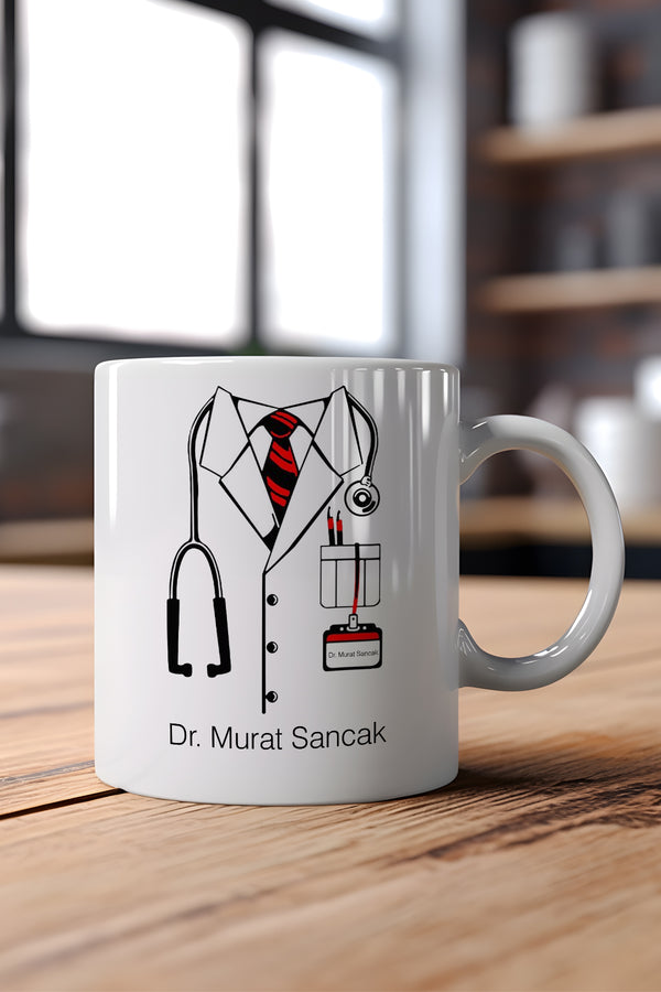 Doktorlara İsme Özel Seramik Kupa Bardak | Doktora Hediye Kupa | Kişiye Özel Baskılı Hekim Kahve Çay Kupası
